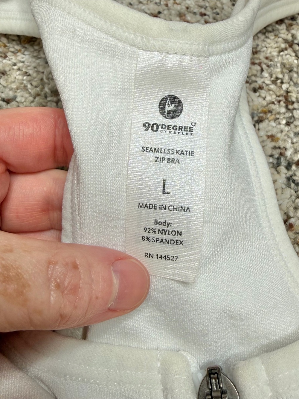 90 Degree By Reflex Seamless Katie Zip Front Sports Bra White Large - Picture 4 of 8